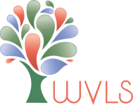 Stylized tree logo with teardrop shapes in red, green, and blue and the Letters WVLS
